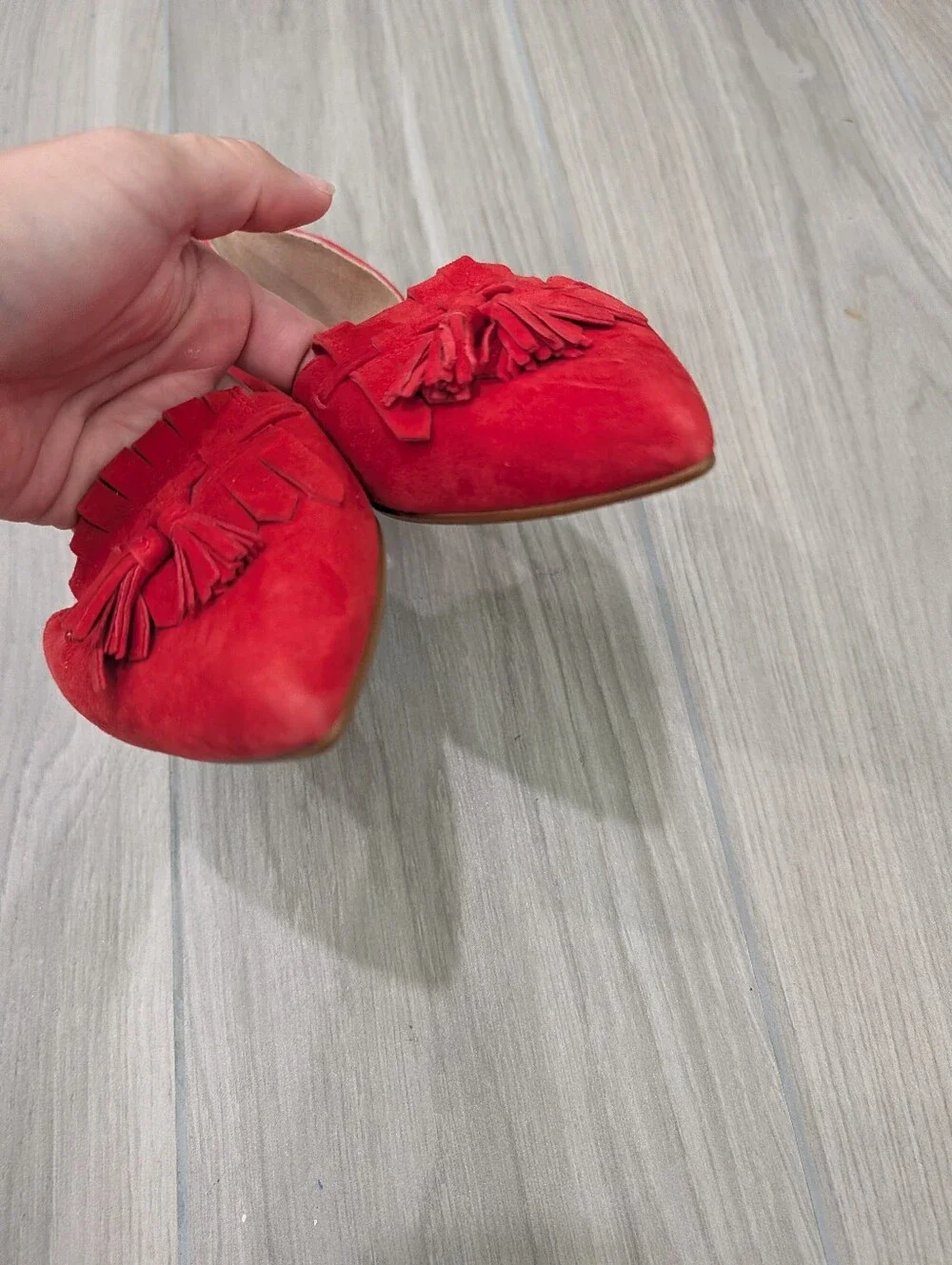 J.Crew Red Pointed Toe Leather Flats Size 10